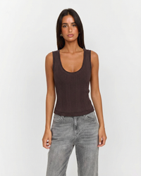 Clementine | Ribbed Knit Scoop Neck Wide Strap Tank Top