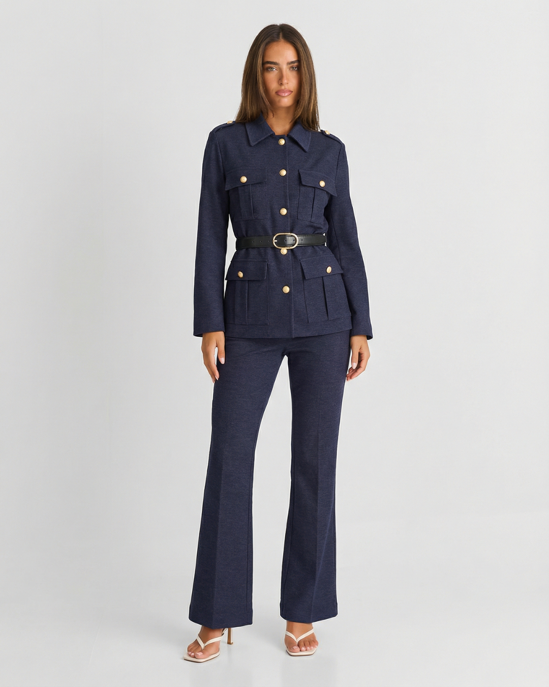 Grace | Belted Jersey Blazer Wide Leg Trouser Co-ord Set