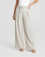 Sienna | Self-Tie Belted High-Waist Pleated Wide-Leg Trousers
