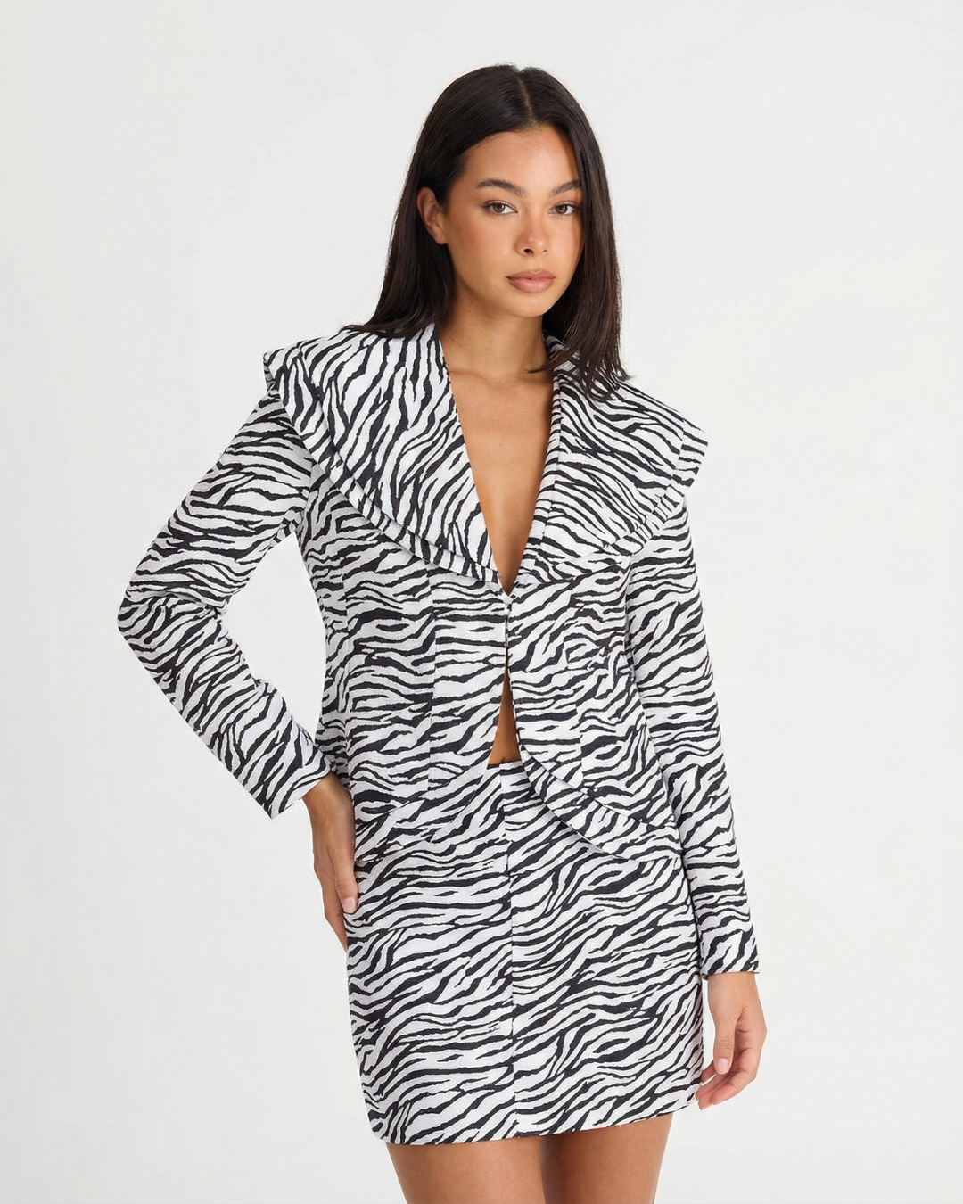 Matilda | Zebra Print Satin Blazer Co-ord Set
