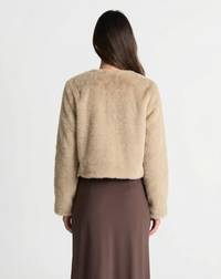 Orla | Cropped Faux Fur Button-Down Jacket