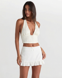 Freya | Ruffle Hem Bow Mini Skirt