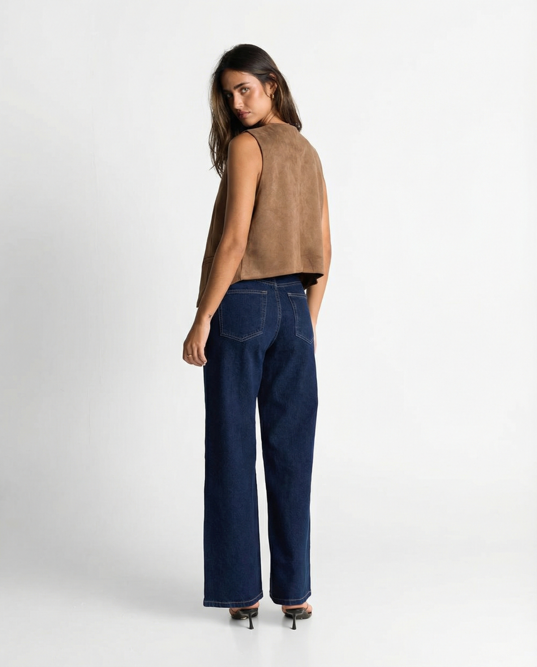 Pippa | Embroidered Tie-Front Suede Waistcoat