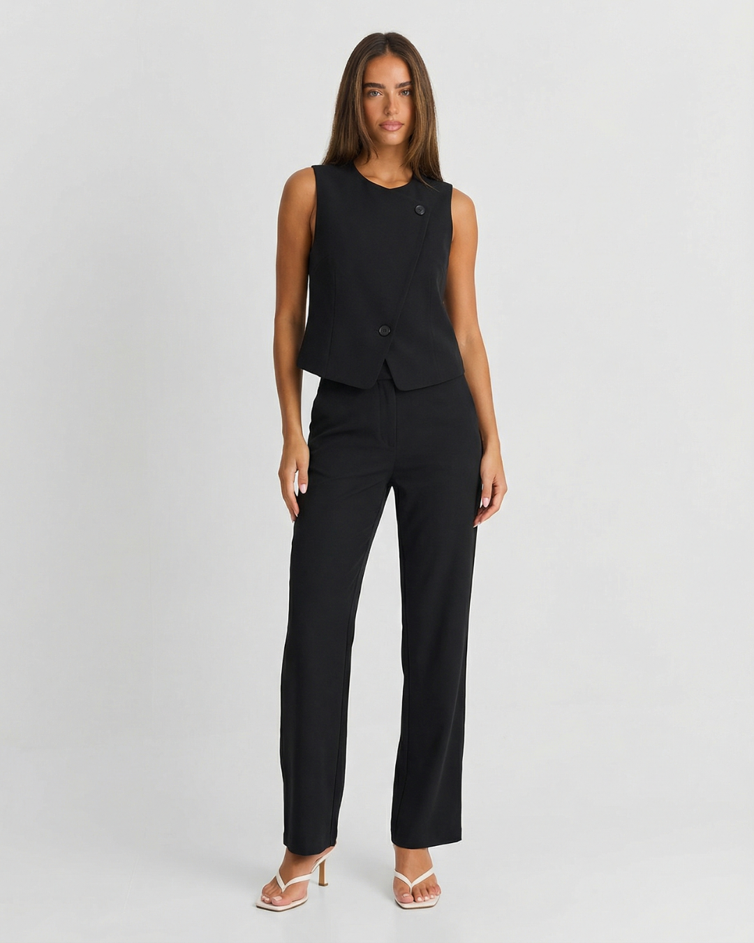 Charlotte | Asymmetric Tailored Blazer Wide Leg Pants Set