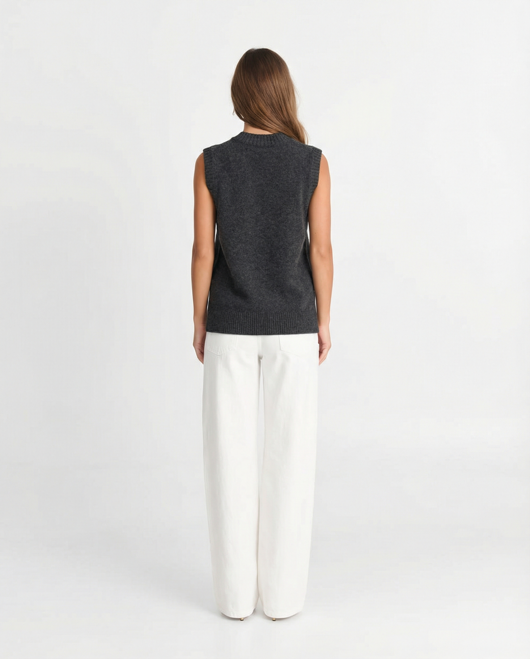 Orla | V-Neck Knit Vest with Patch Pockets