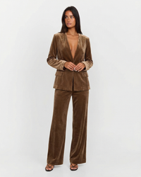 Esme | Velvet Deep V-Neck Blazer Wide Leg Co-ord Set