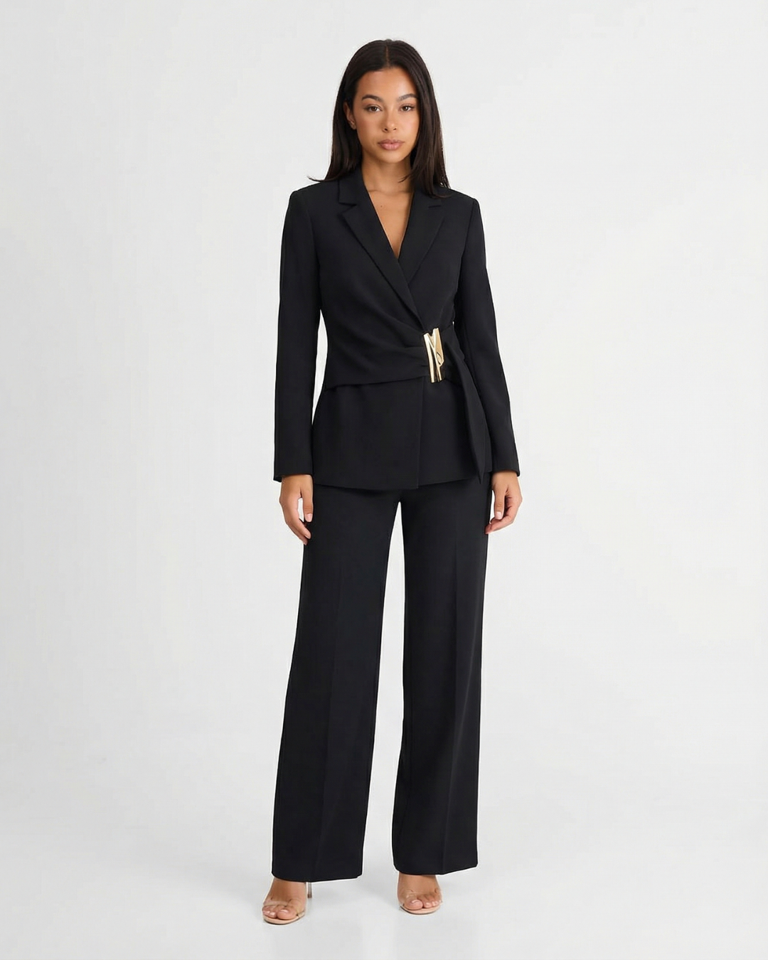 Victoria | Black Wrap Trouser Suit