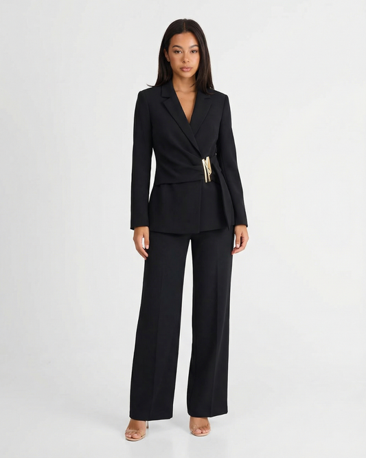Victoria | Black Wrap Trouser Suit