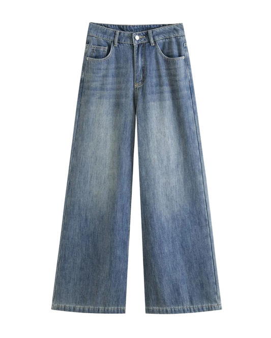Maren | Wide Leg Jeans Light Blue High Waisted Vintage Faded