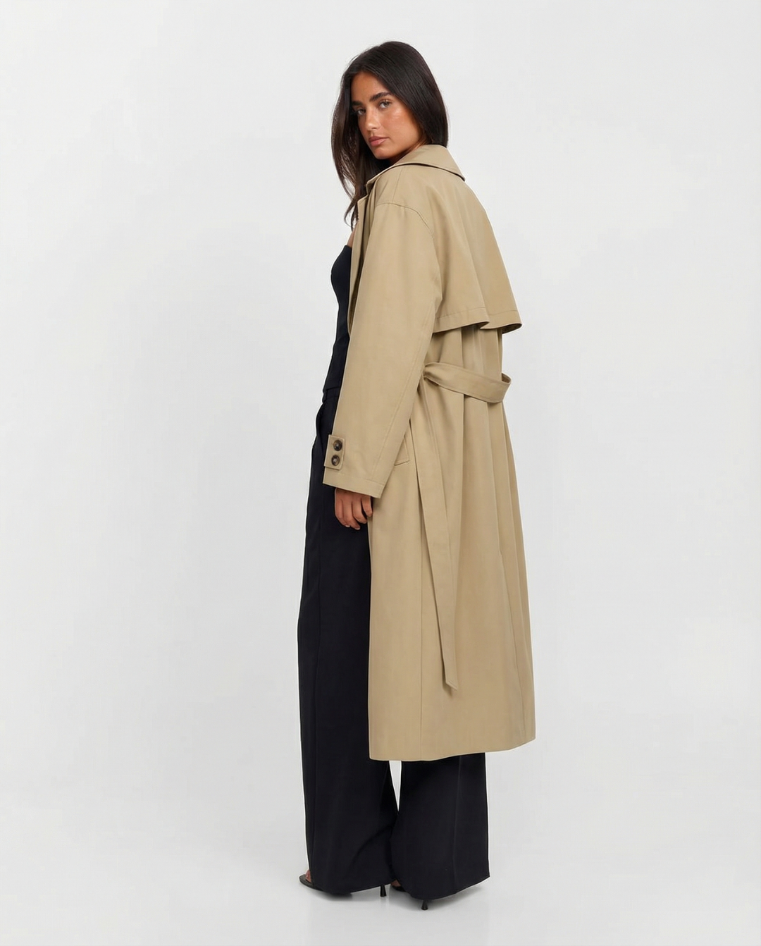 Brianna | Longline Double-Breasted Trench Coat