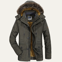 Deverell men's fur hooded winter puffer jacket in Green