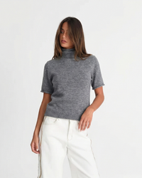 Lyla | Roll Neck Short Sleeve Ribbed Soft Knit Top