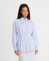 Alicia | Pleated Peplum Cotton Shirt