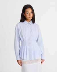 Alicia | Pleated Peplum Cotton Shirt
