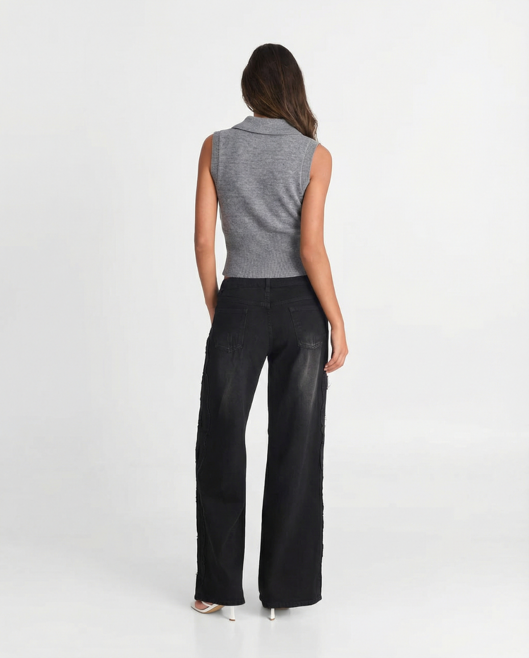 Lydia | Collared Cropped Sweater Vest