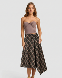 Holly | Plaid Asymmetric A-Line Midi Skirt