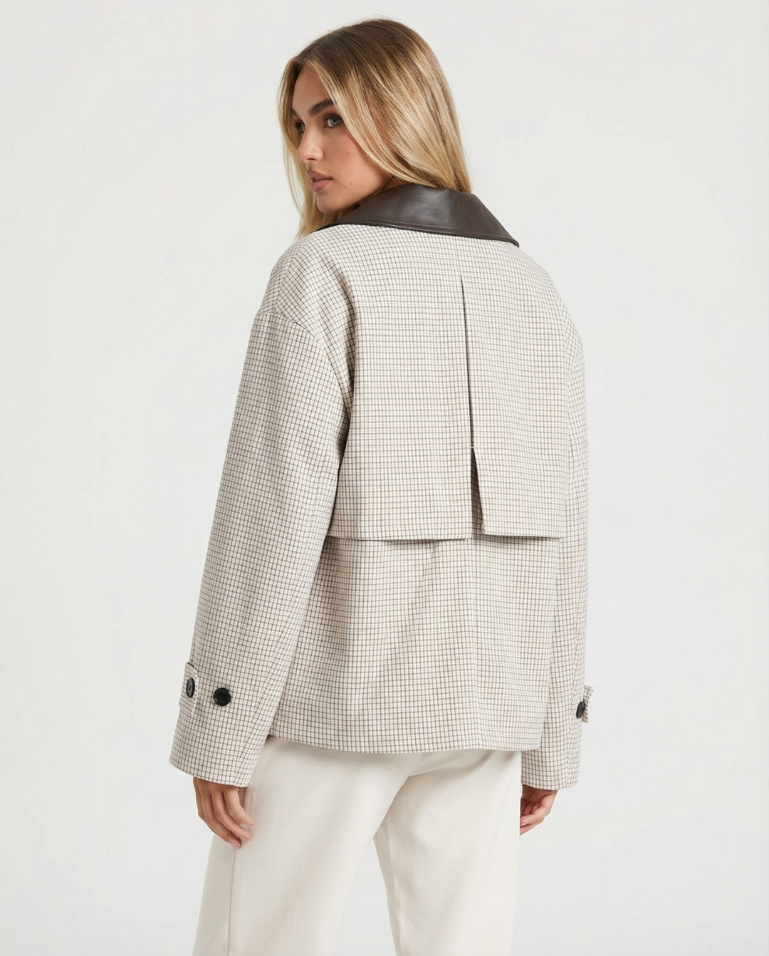 Zara | Cropped Check Blazer