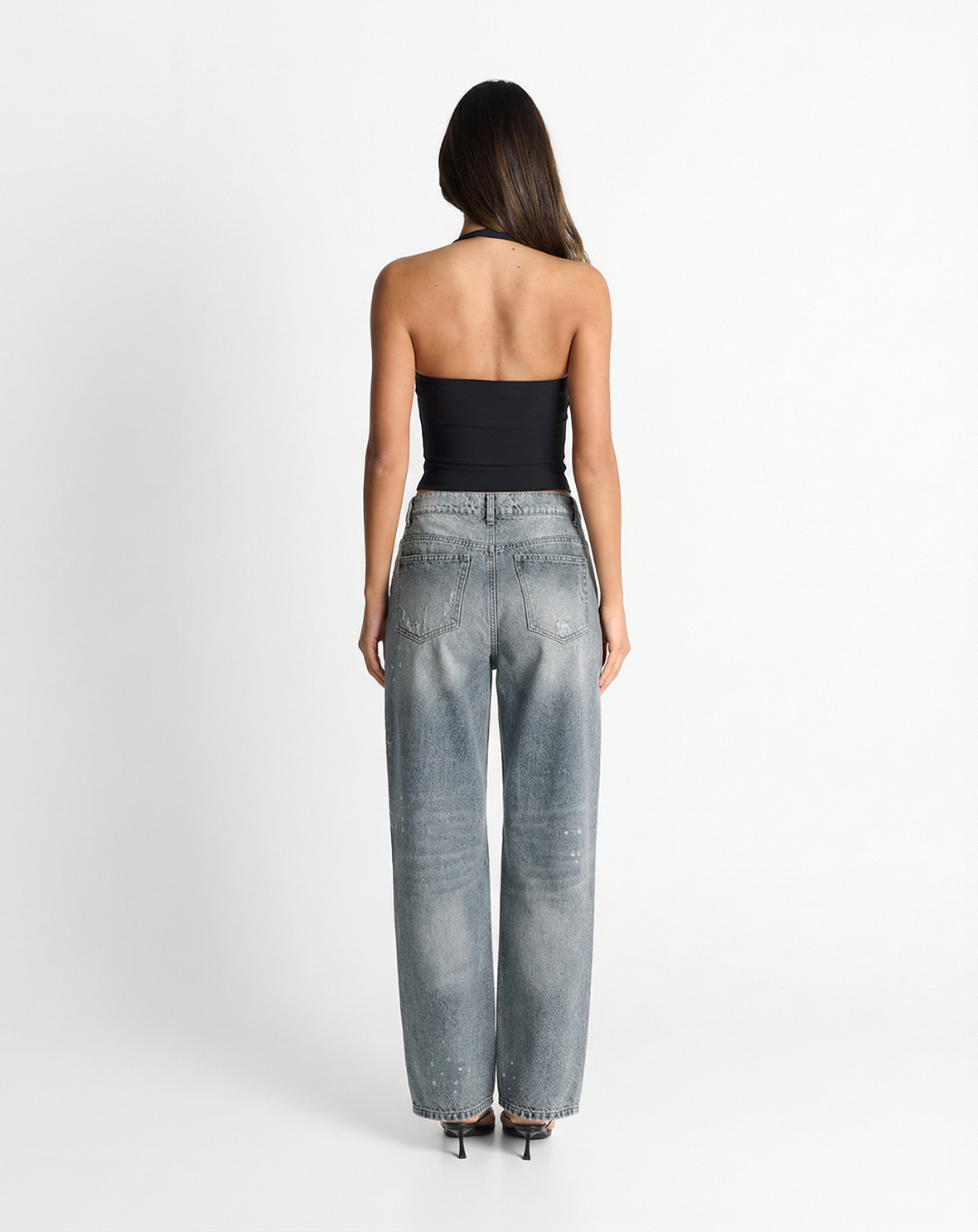 Ada | High Rise Straight Leg Grey Jeans