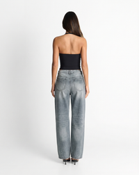 Ada | High Rise Straight Leg Grey Jeans