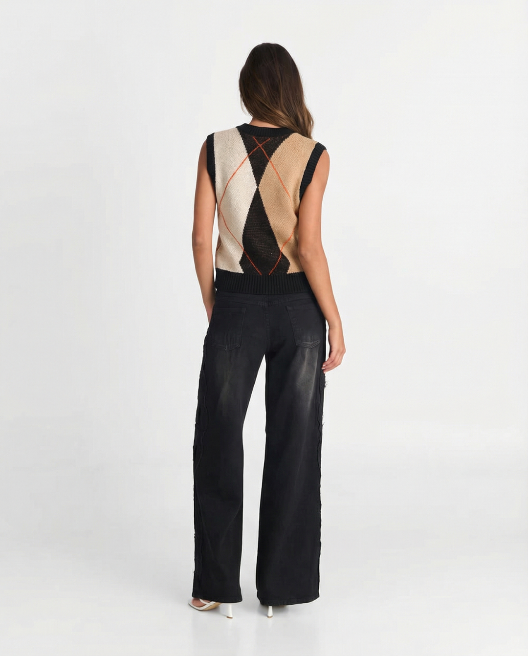 Bethany | Argyle Crew Neck Knit Vest