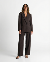 Grace | Linen Single-Breasted Blazer and Wide Leg Trouser Set