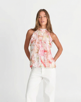 Lena | Floral Chiffon Ruffle Halter Top
