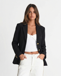 Elspeth | Tailored Gold Button Summer Blazer