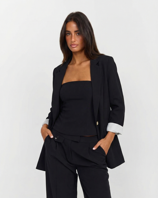 Vera | Smart Casual Oversized Blazer Black Tailored