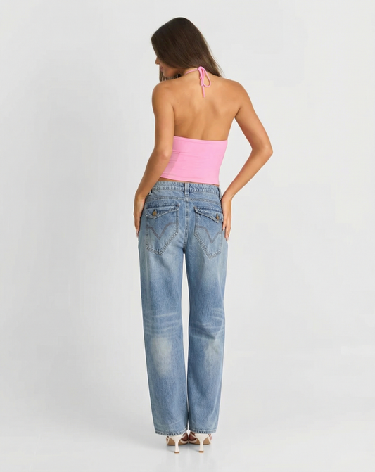 Hazel | Wide Leg Jeans Light Blue High Waisted Vintage
