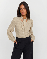 Ailsa | Puff Sleeve Check Blouse