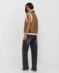 Eleanor | Faux Shearling Aviator-Style Gilet