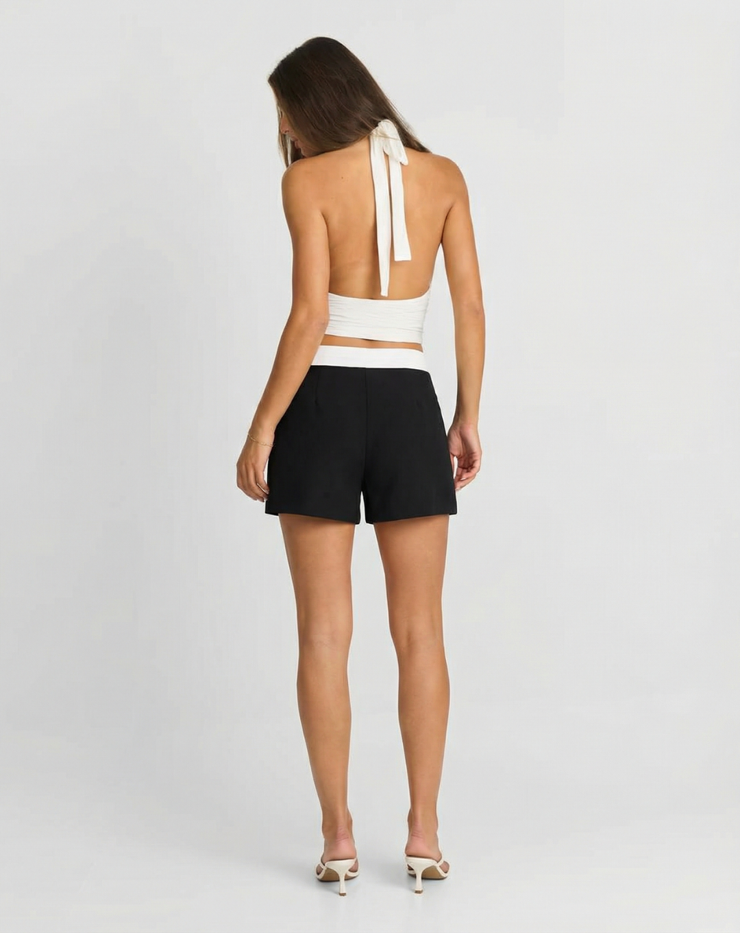 Ada | Asymmetric Wrap Mini Skirt with Contrast Waistband