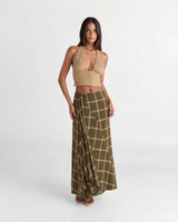 Imogen | Wrap Front Plaid Maxi Skirt