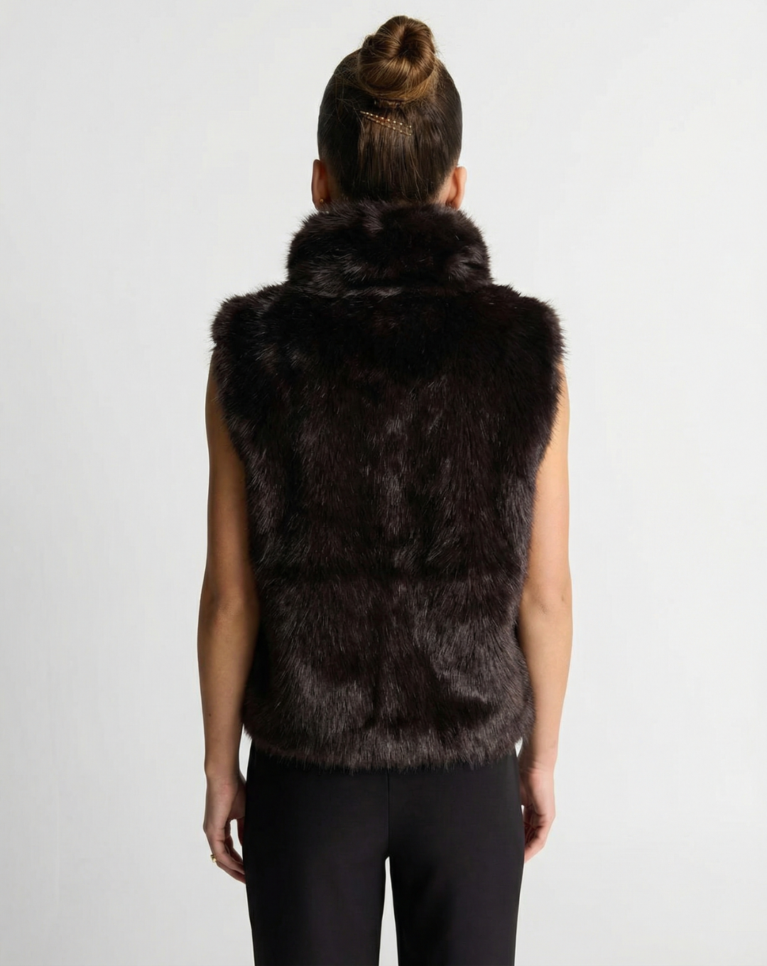 Rhiannon | Faux Fur Funnel Neck Vest