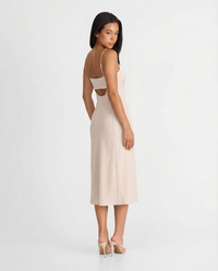 India | Cowl Neck Satin Midi Slip Dress