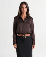 Astrid | Tie-Front Cropped Satin Shirt