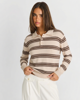 Bella | Striped Knit Polo Top