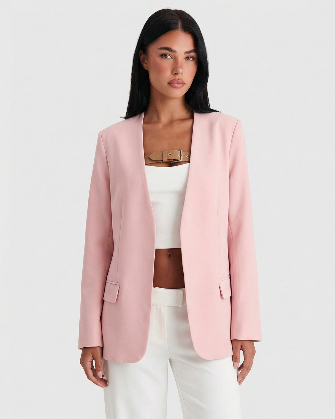 Ivy | Pink Blazer Long Sleeve Single Breasted
