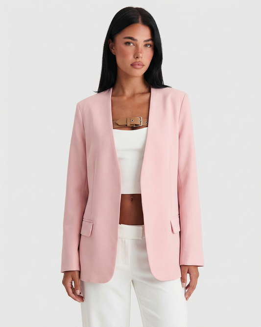 Ivy | Pink Blazer Long Sleeve Single Breasted