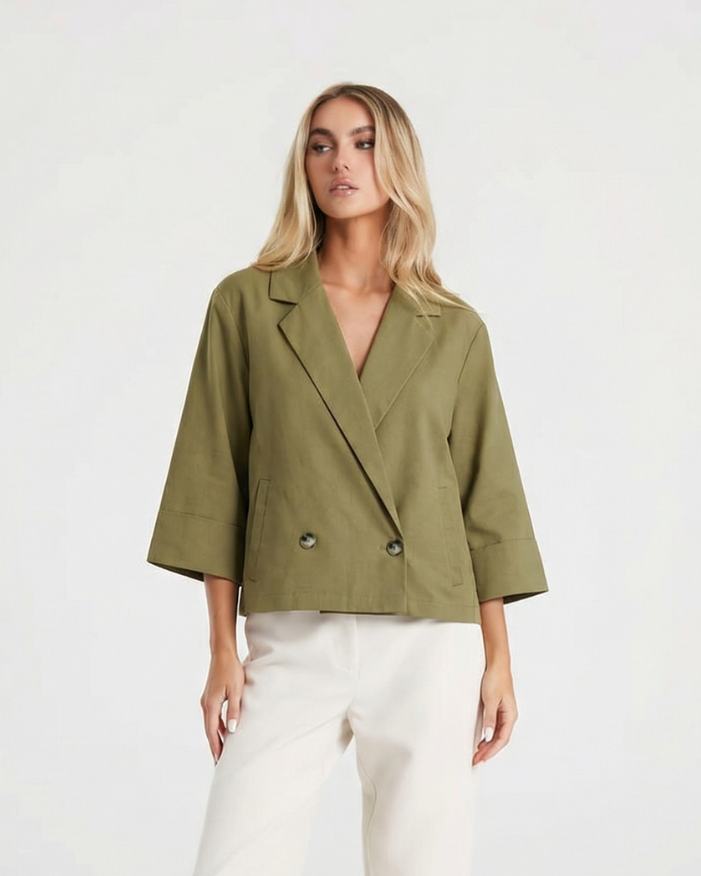 Louisa | Cropped Linen Summer Blazer