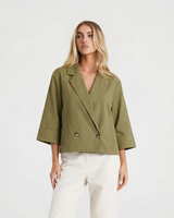 Louisa | Cropped Linen Summer Blazer