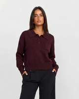 Penelope | Pocket Detail Cropped Knit Polo Top
