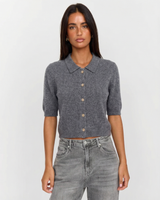 Jessica | Cropped Knit Polo Cardigan
