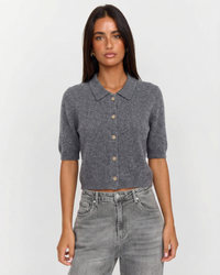 Jessica | Cropped Knit Polo Cardigan