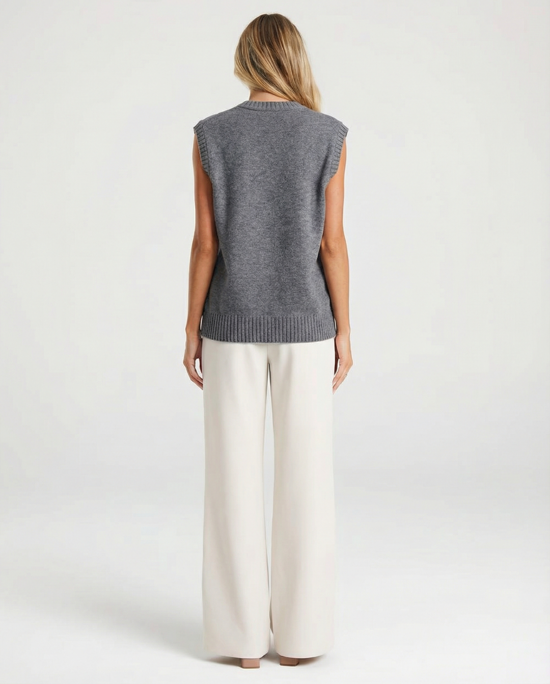 Eva | Boxy Cropped Ribbed Knit Vest
