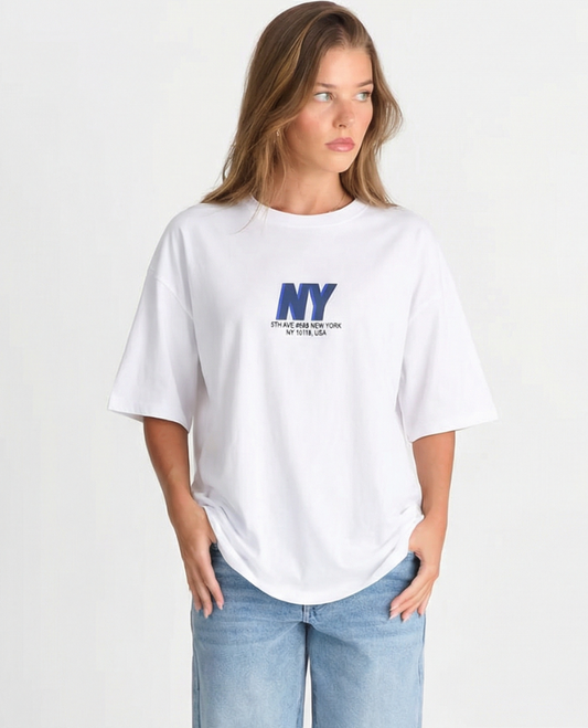 Sable | Casual Oversized Graphic T Shirt White