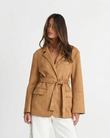 Tallulah | Belted Faux Suede Blazer