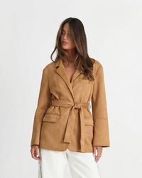 Tallulah | Belted Faux Suede Blazer