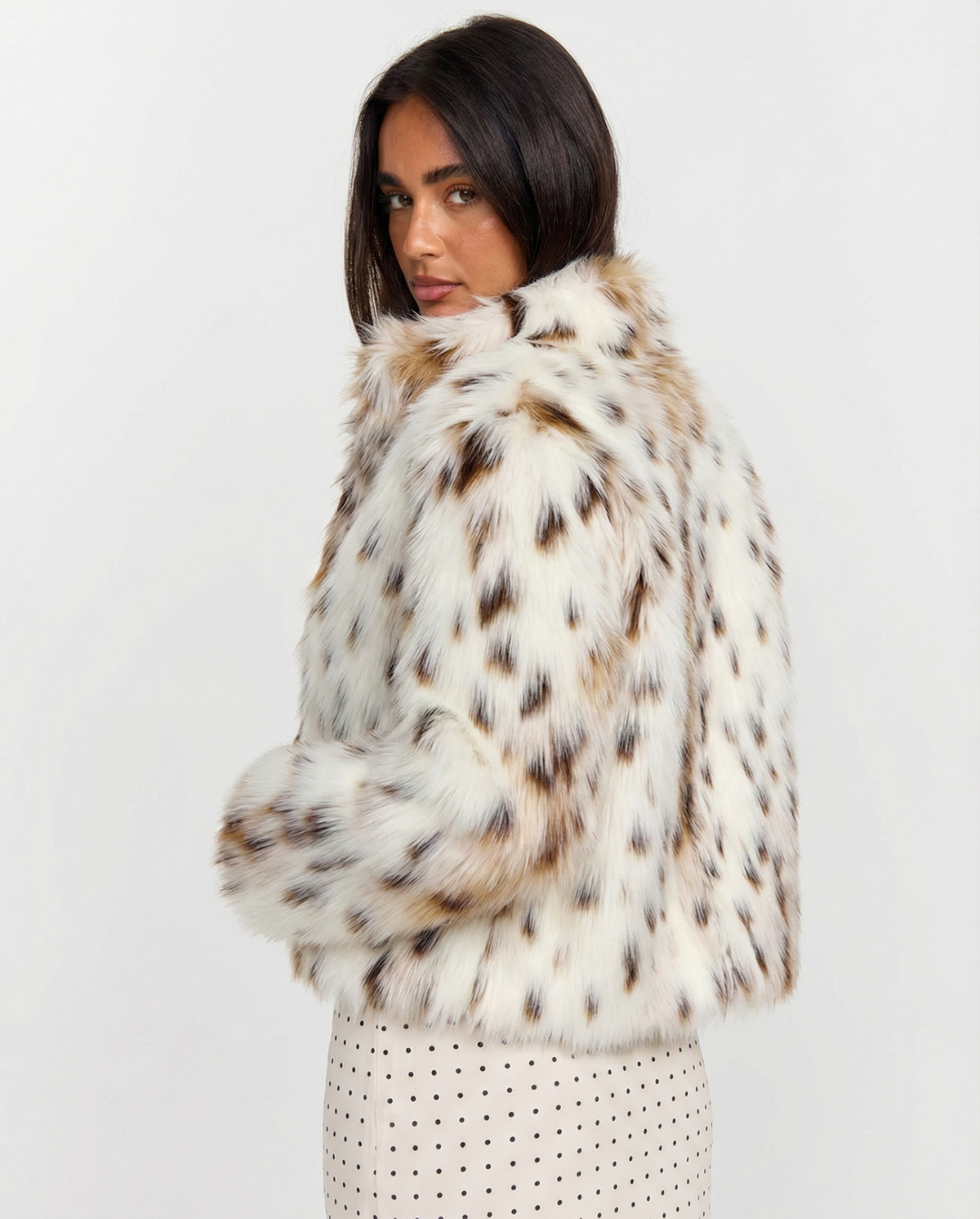 Betsy | Leopard Print Cropped Faux Fur Jacket