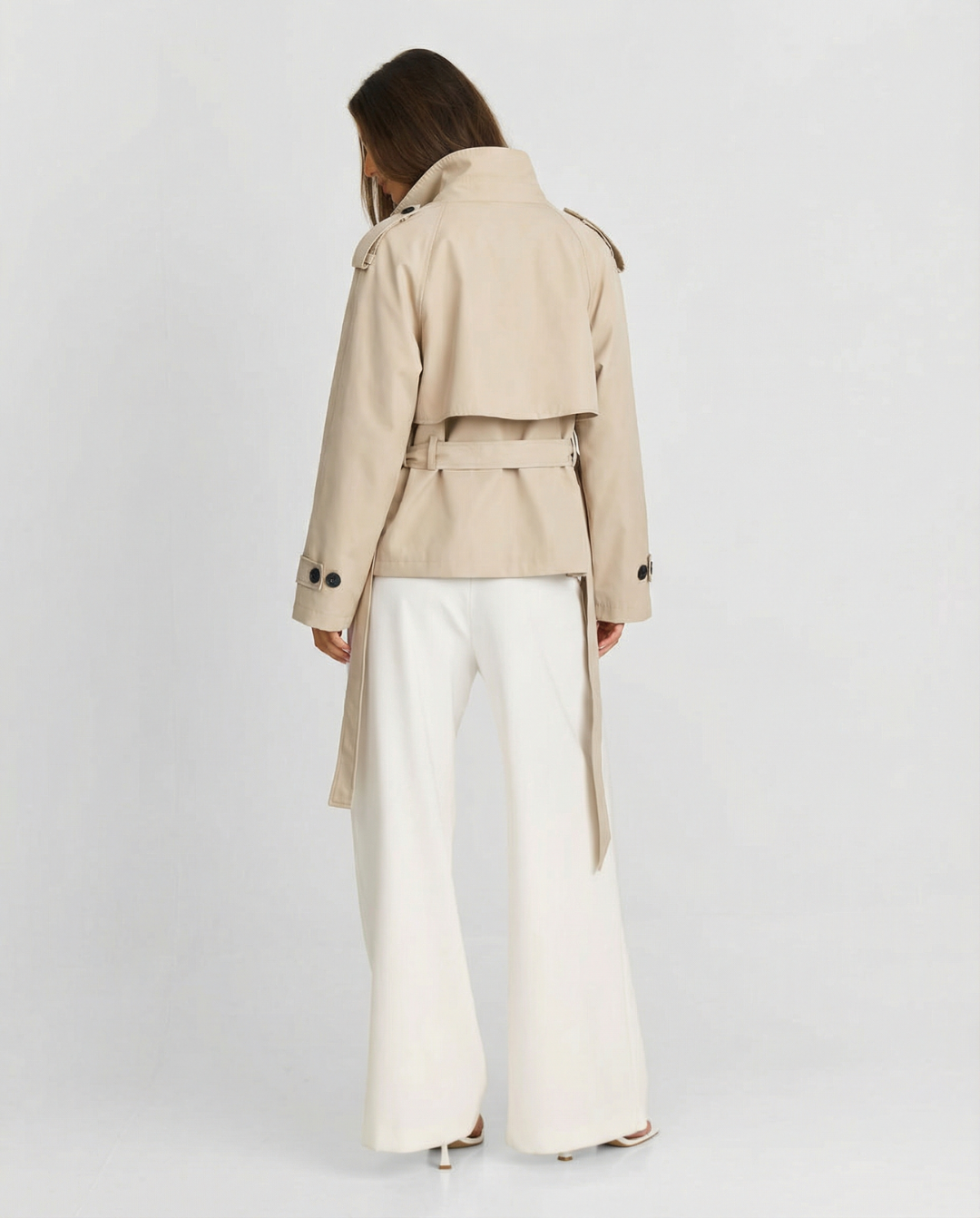 Nancy | Cropped Trench Coat with Stand Collar